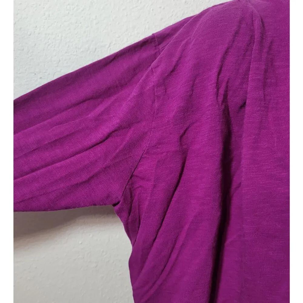 Alternative Fuchsia Draped Front Slub Knit Cardigan Sweater Small Lightweight